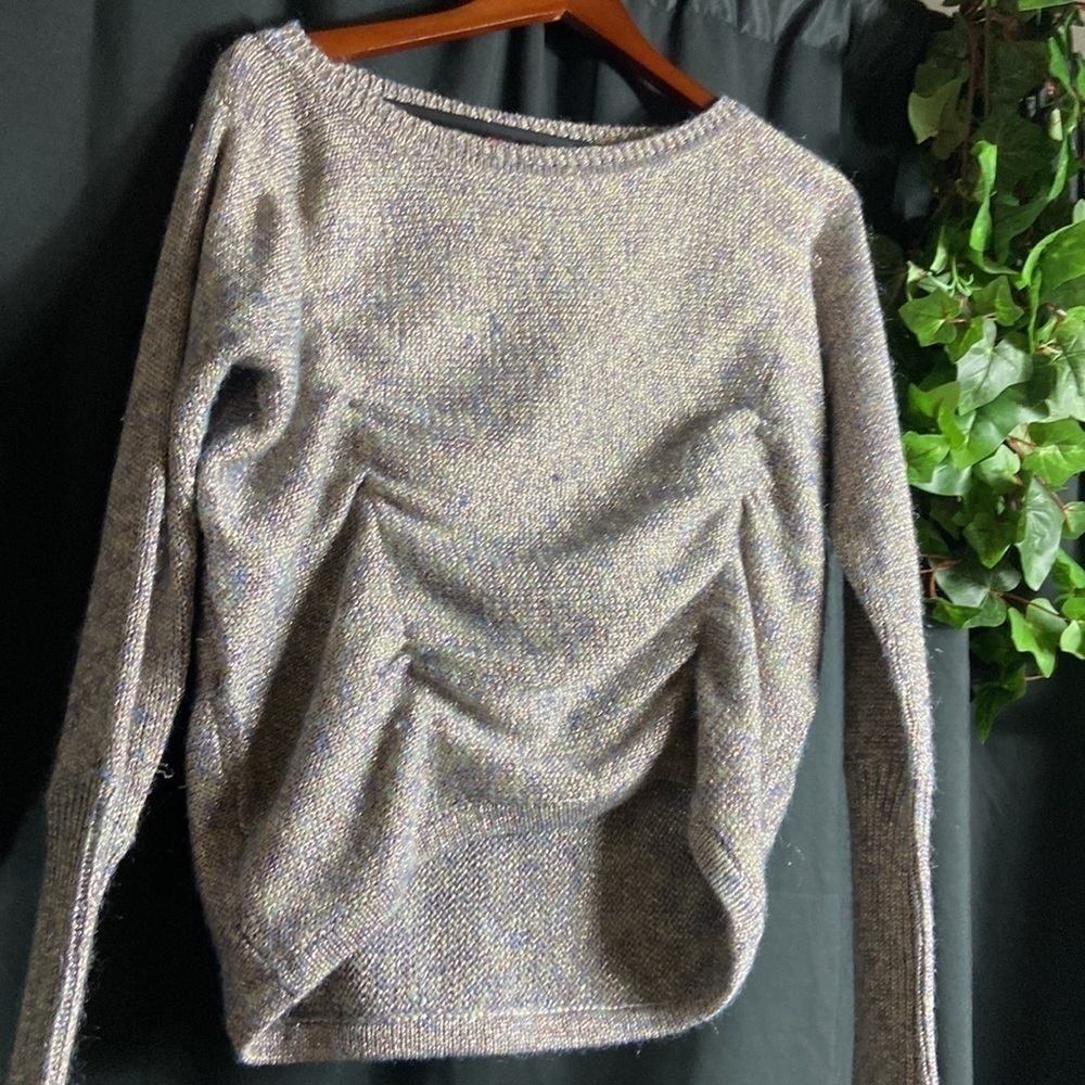 charlotte tarantola Blue Shimmer Ruched Sweater